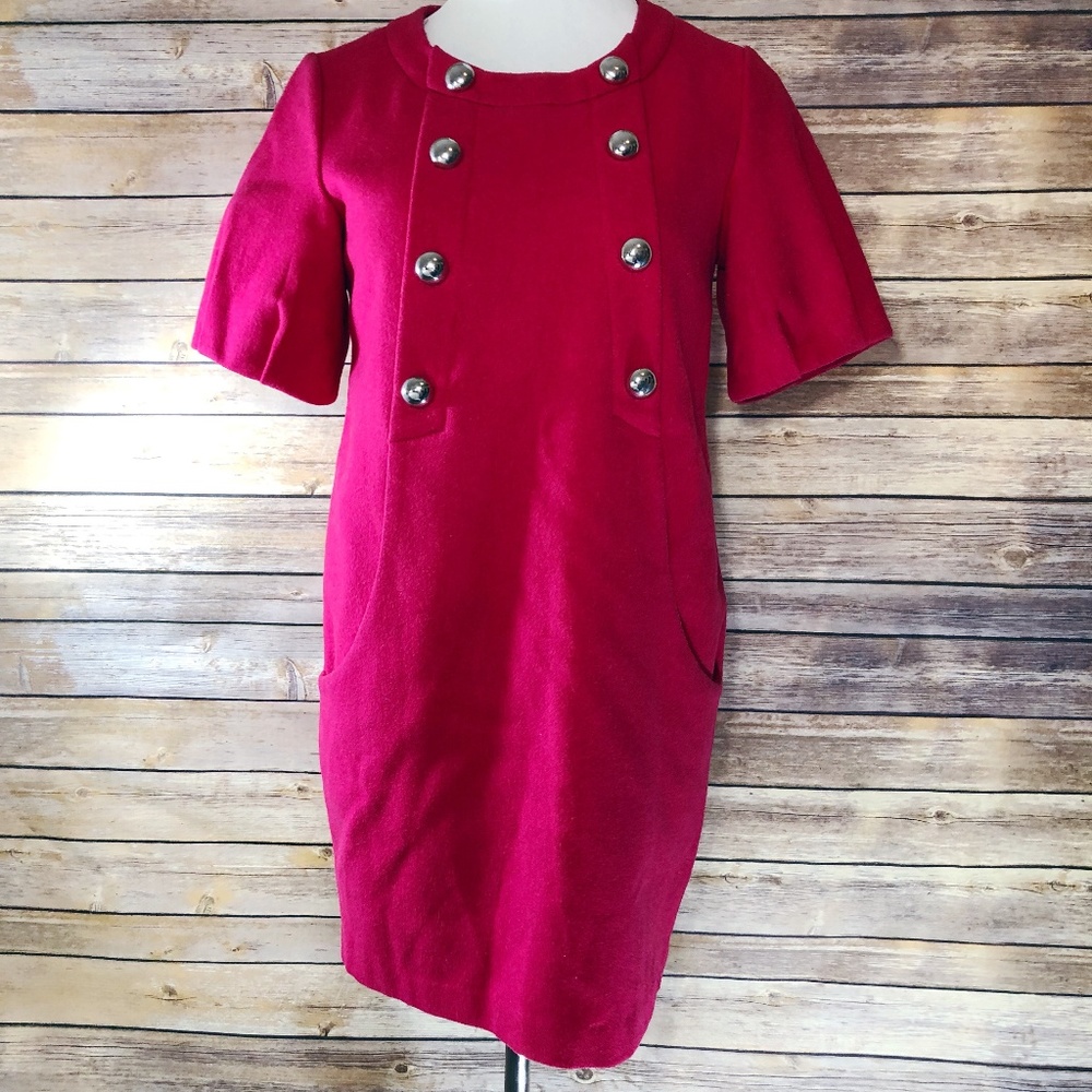 ARRTCO Retro Pink Thick Silver Button Dress